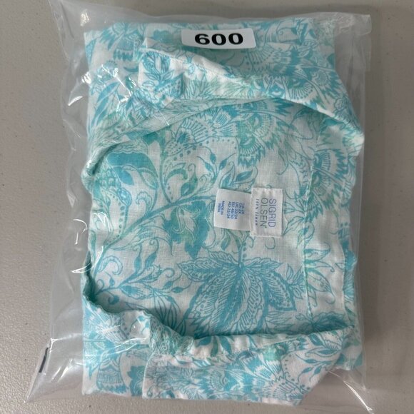 Sigrid Olsen Floral Linen Tunic Top 2X Aqua blue - Picture 10 of 10